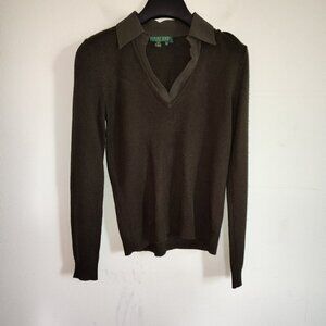 Ladies SZ PP Lauren Ralph Lauren Loden Green Silk/Cashmere Sweater